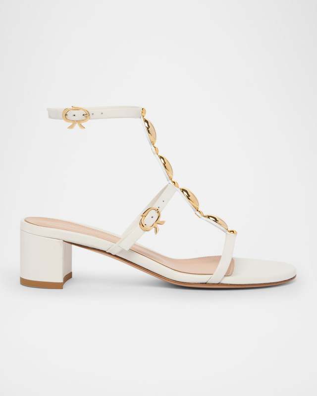 Shanti Beaded T-Strap Leather Sandals